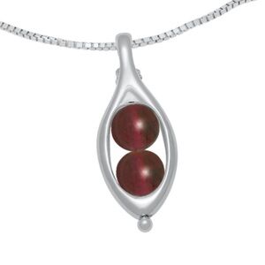 NEW PEAPOD STerling Silver & Garnet (January) Mothers Necklace